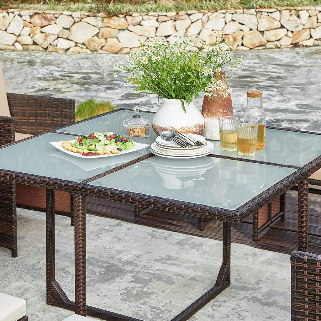 Gartenmöbelset - Esstisch mit Stühlen - Set von 9 - Gartenset