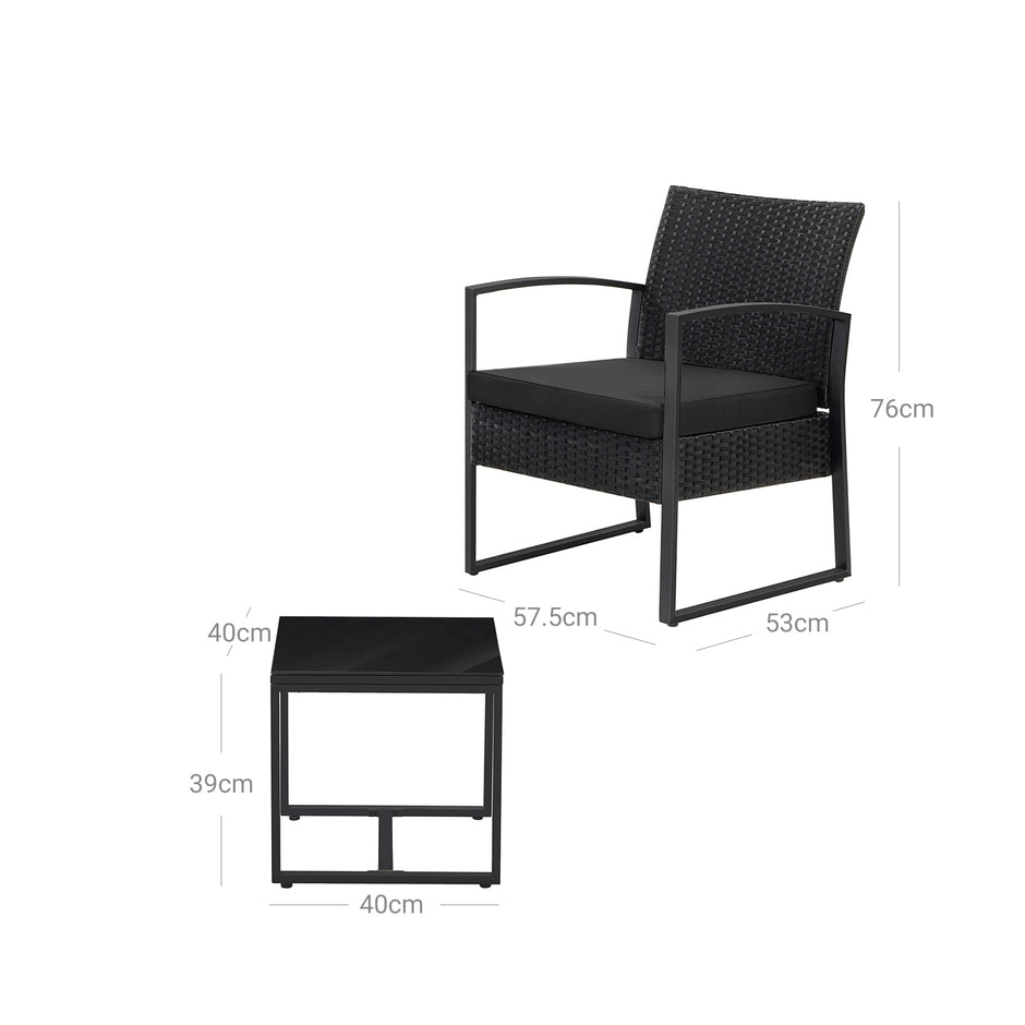 Gartenmöbel Set - Schwarz