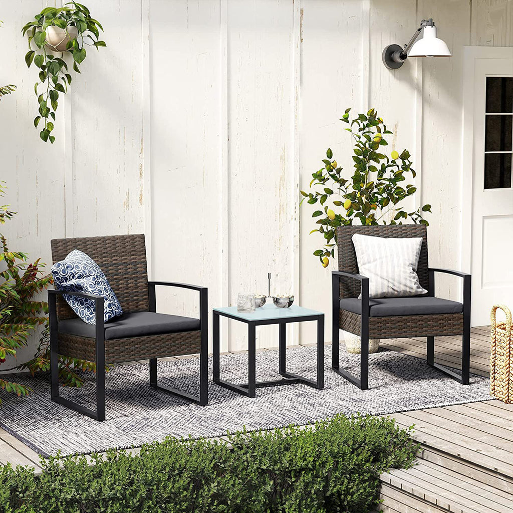 Gartenmöbel Set-Rattan Look-3-Stück