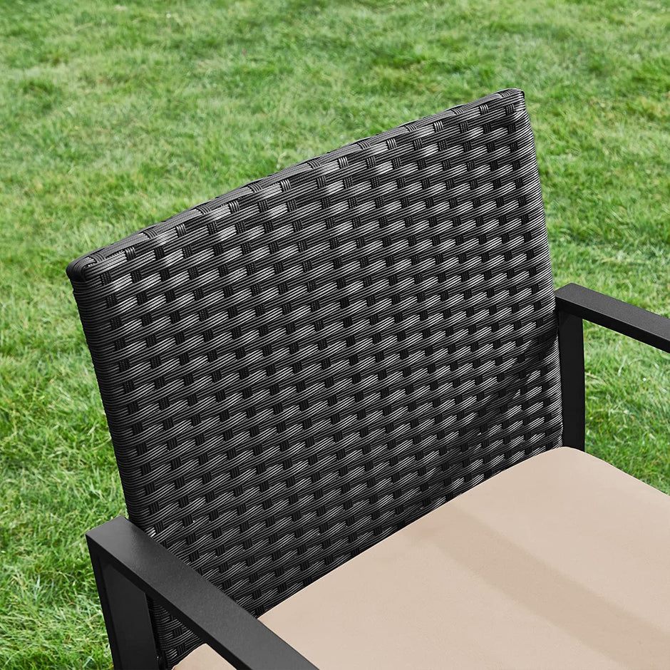 Tuinmeubelset - 3-Delig - Polyrattan - Tafel en 2 Stoelen - Met Kussens