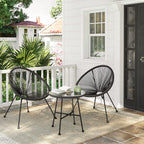 Gartenmöbel Set - Balkonmöbel - Set von 3 - Glas Tisch - 2 Stühle - Schwarz