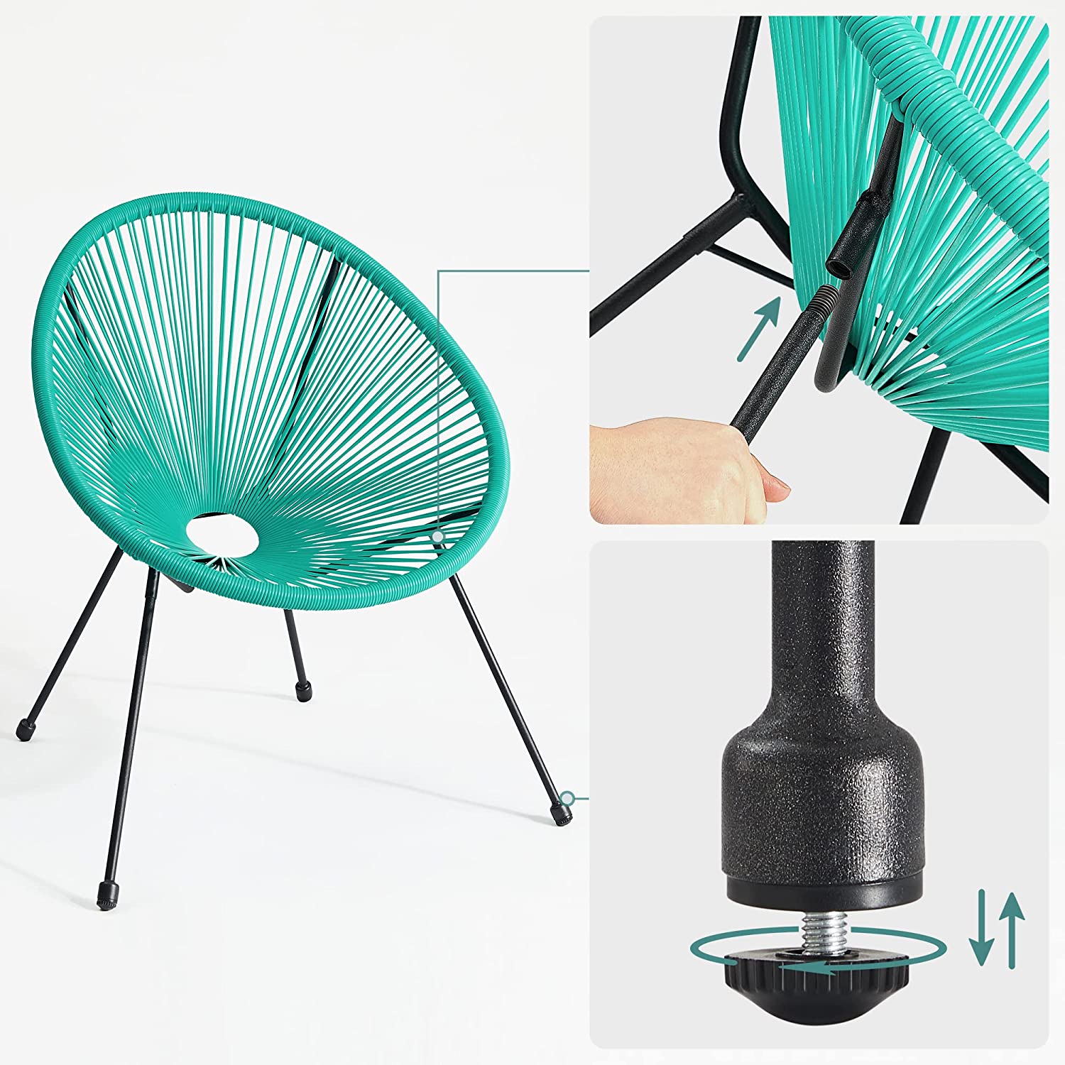 Lounge Set - Balkonmöbel - Gartenmöbelset - 3 - Blau