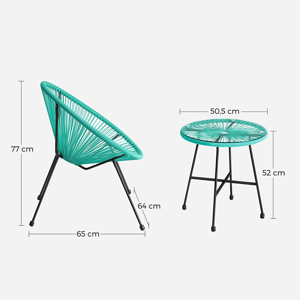 Lounge Set - Balkonmöbel - Gartenmöbelset - 3 - Blau