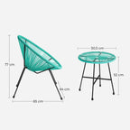 Lounge Set - Balkonmöbel - Gartenmöbelset - 3 - Blau