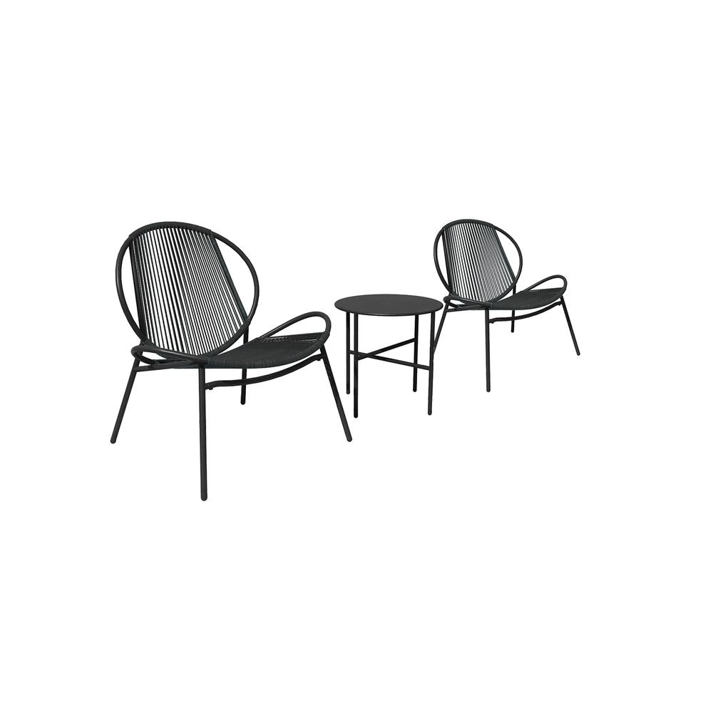 Balkonmöbelset - 3 -Set von 3 - mit Tisch und 2 Stühlen - Tinte -Black