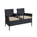 Gartenstuhl - Gartenmöbelset - Balkonmöbel - mit Tisch - weicher Sitz - Schwarz
