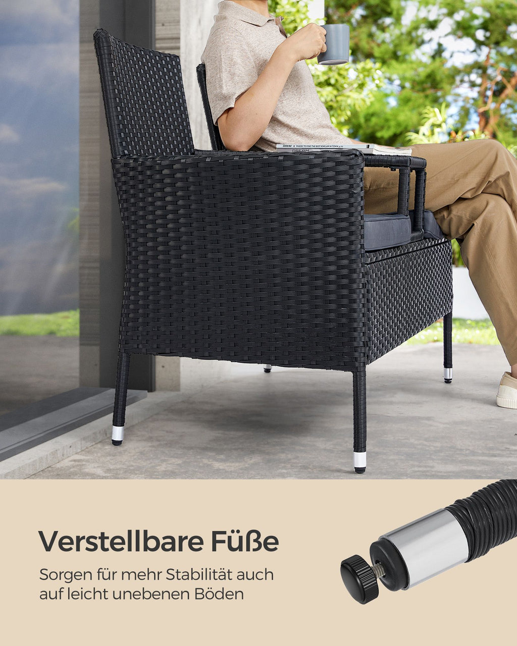 Aus PE-Polyrotan gemeldete Balkonmöbel