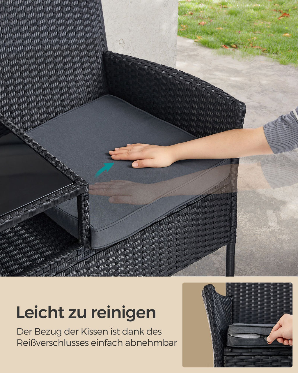 Aus PE-Polyrotan gemeldete Balkonmöbel