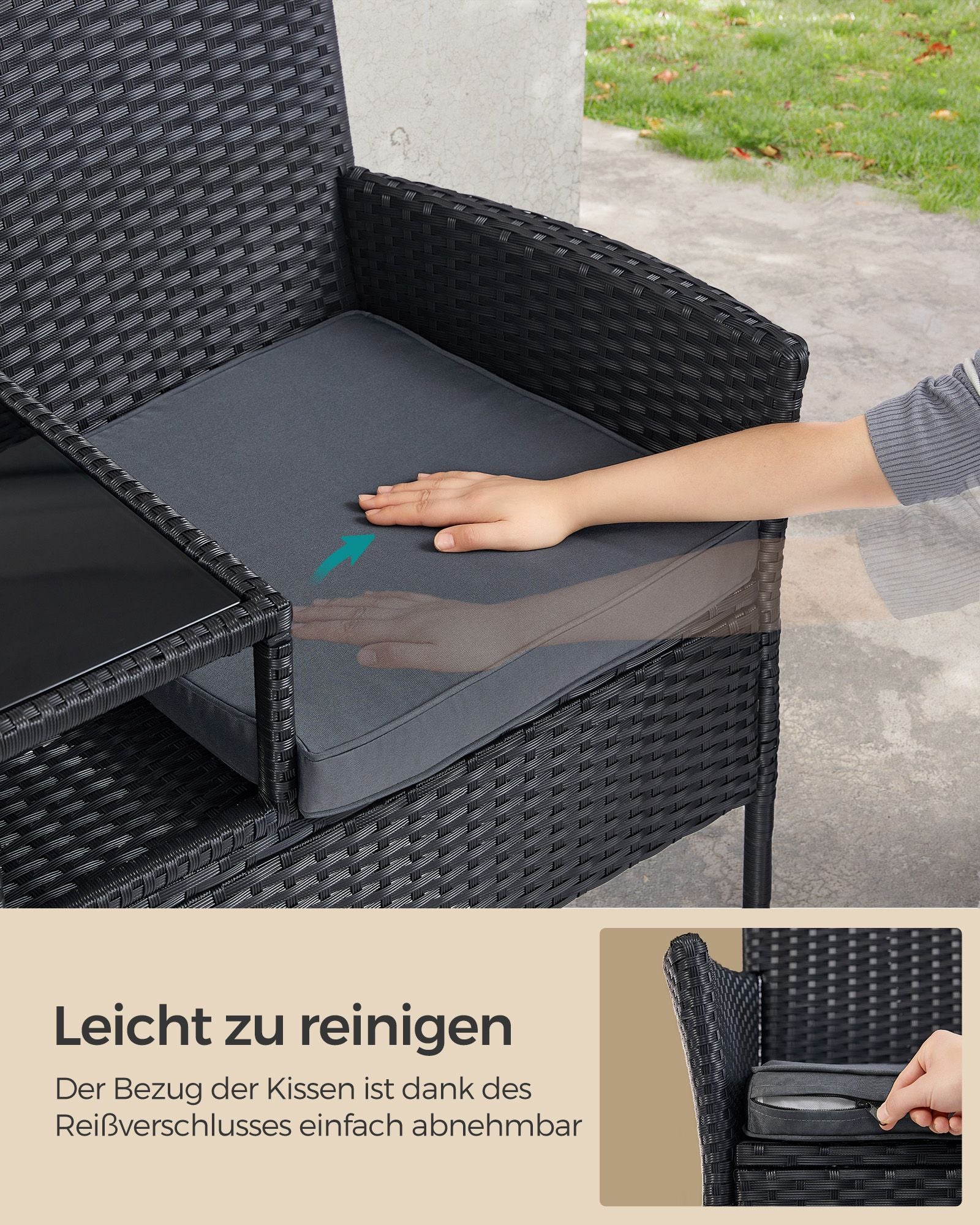 Aus PE-Polyrotan gemeldete Balkonmöbel