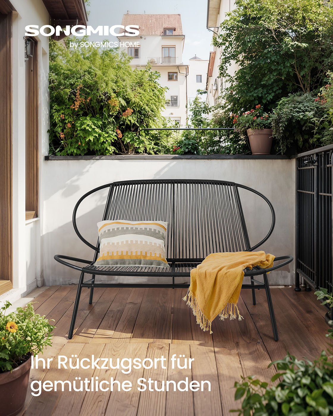 Gartenbank von Pe Rotan - 70 x 138,5 x 79 cm - Wetterbeständig