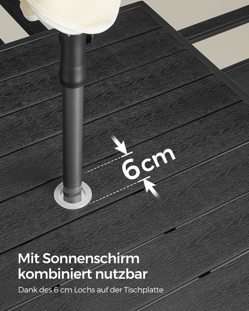 Gartenmöbelset - 4 Stühle - mit Tisch - Stahlrahmen - Schwarz