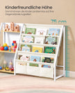 Montessori Boekenkast voor Kinderen – Met Stoffen Vakken – 108,5 cm – Beukenbeige en Crèmewit