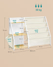 Montessori Boekenkast voor Kinderen – Met Stoffen Vakken – 108,5 cm – Beukenbeige en Crèmewit