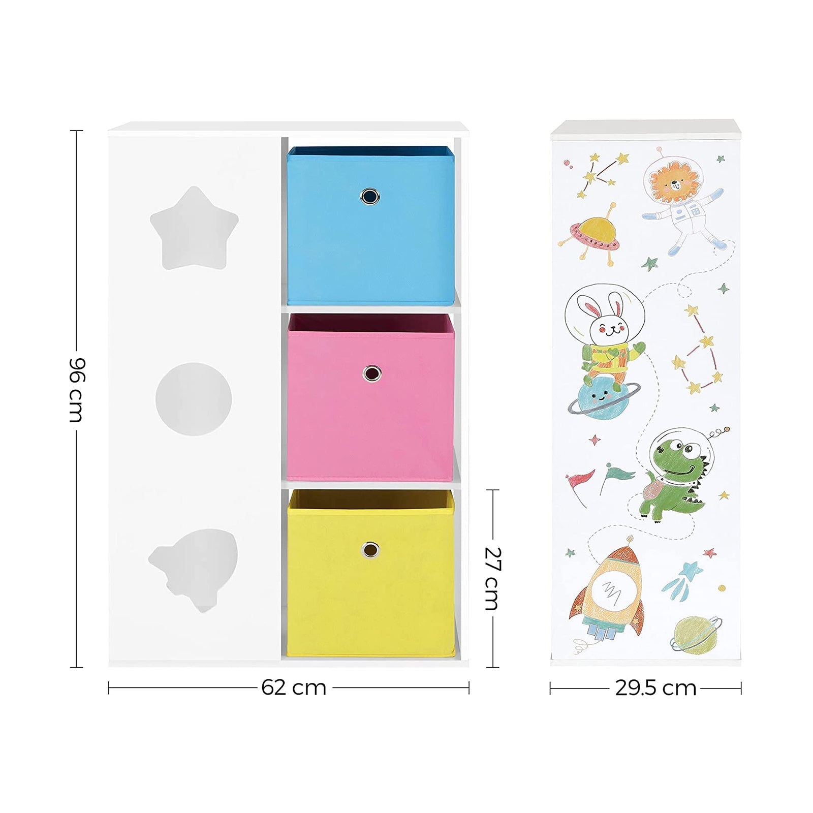 Kinderschrank - mit Aufbewahrungsboxen - Spielzimmer Bücherregal