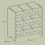 Bücherregal mit 9 Stoffaufbewahrungsboxen - Organizer Board mit Kursen