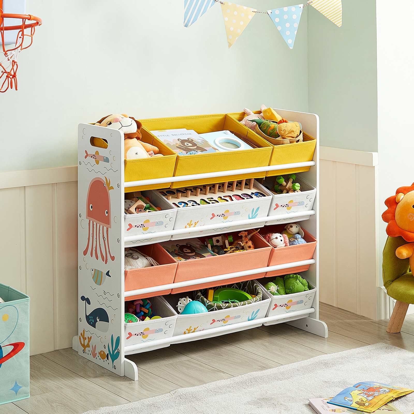 Lagerregal - Kinderschrank - farbenfroh - für Spielzeug und Kleidung