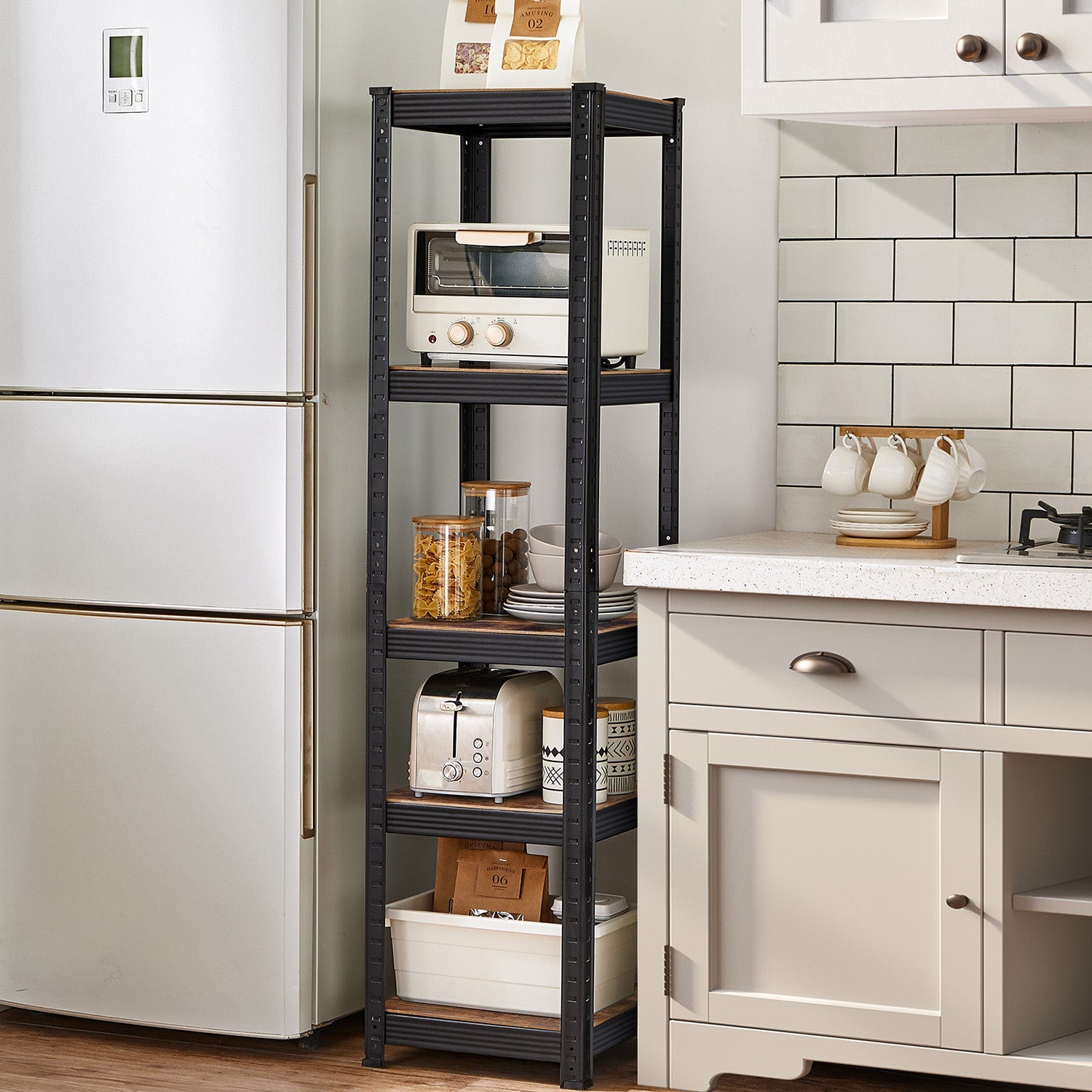 Kleine Rackbox - Wohnzimmerschrank - extra stark - 5 Level - Schwarz