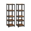 Opbergrek - Set van 2 - 5 Planken - Draagvermogen tot 400 kg - Vintage Bruin-Zwart