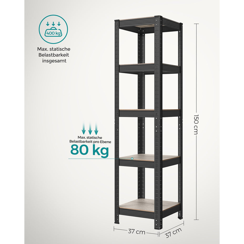 Kleine Rackbox - Wohnzimmerschrank - extra stark - 5 Level - Schwarz