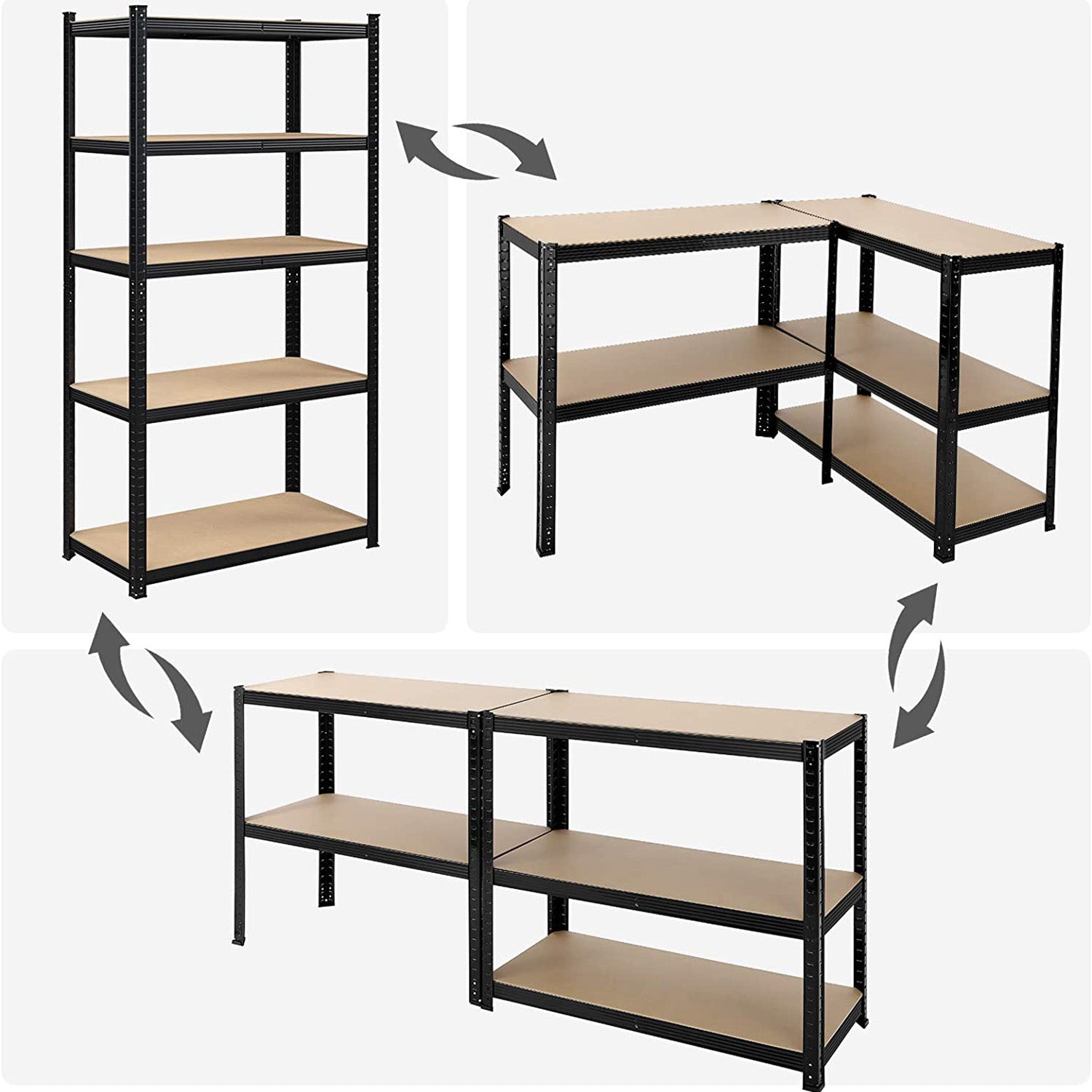 Lagerschrank - 2 - Metallrahmen - 200 x 100 x 50 cm - steuerpflichtig bis zu 875 kg - Schwarz