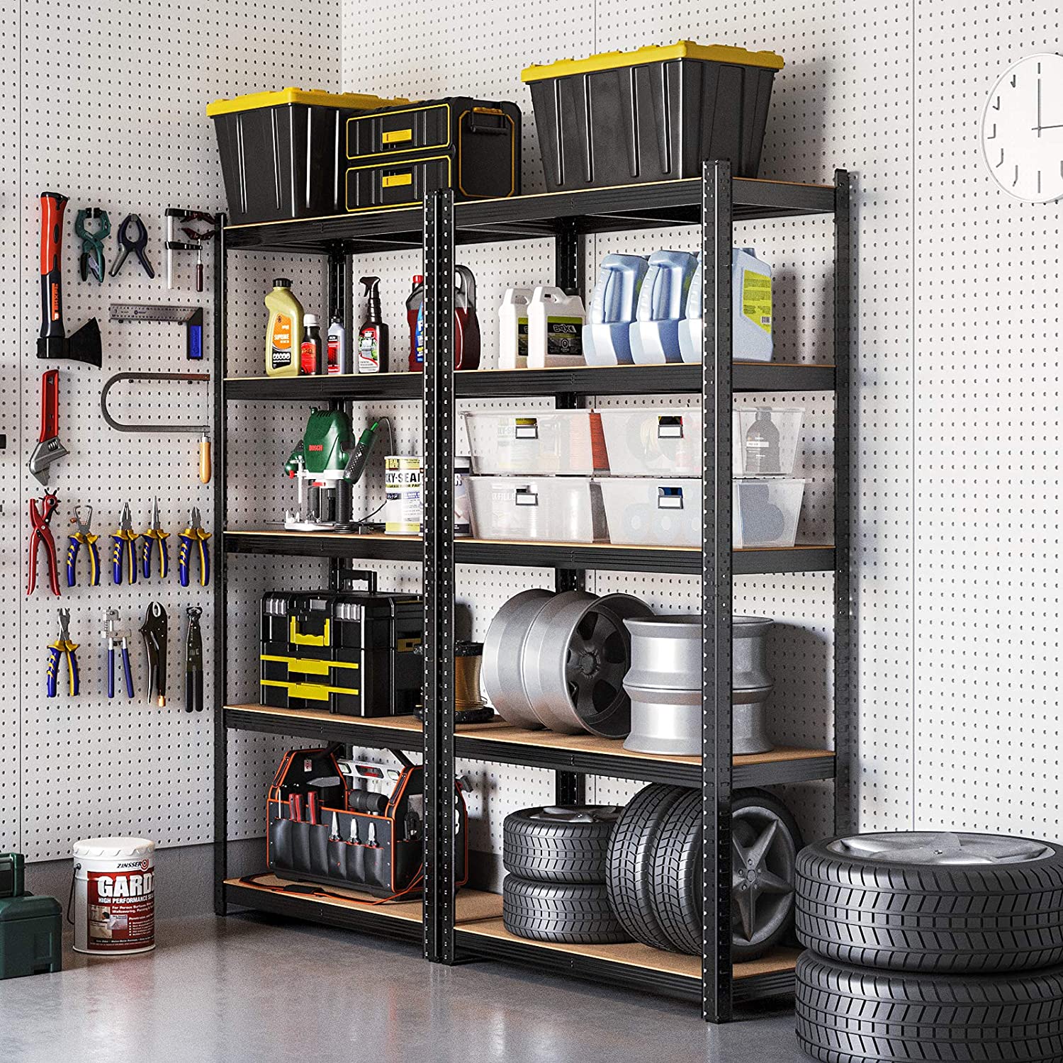 Lagerschrank - 2 - Metallrahmen - 200 x 100 x 50 cm - steuerpflichtig bis zu 875 kg - Schwarz
