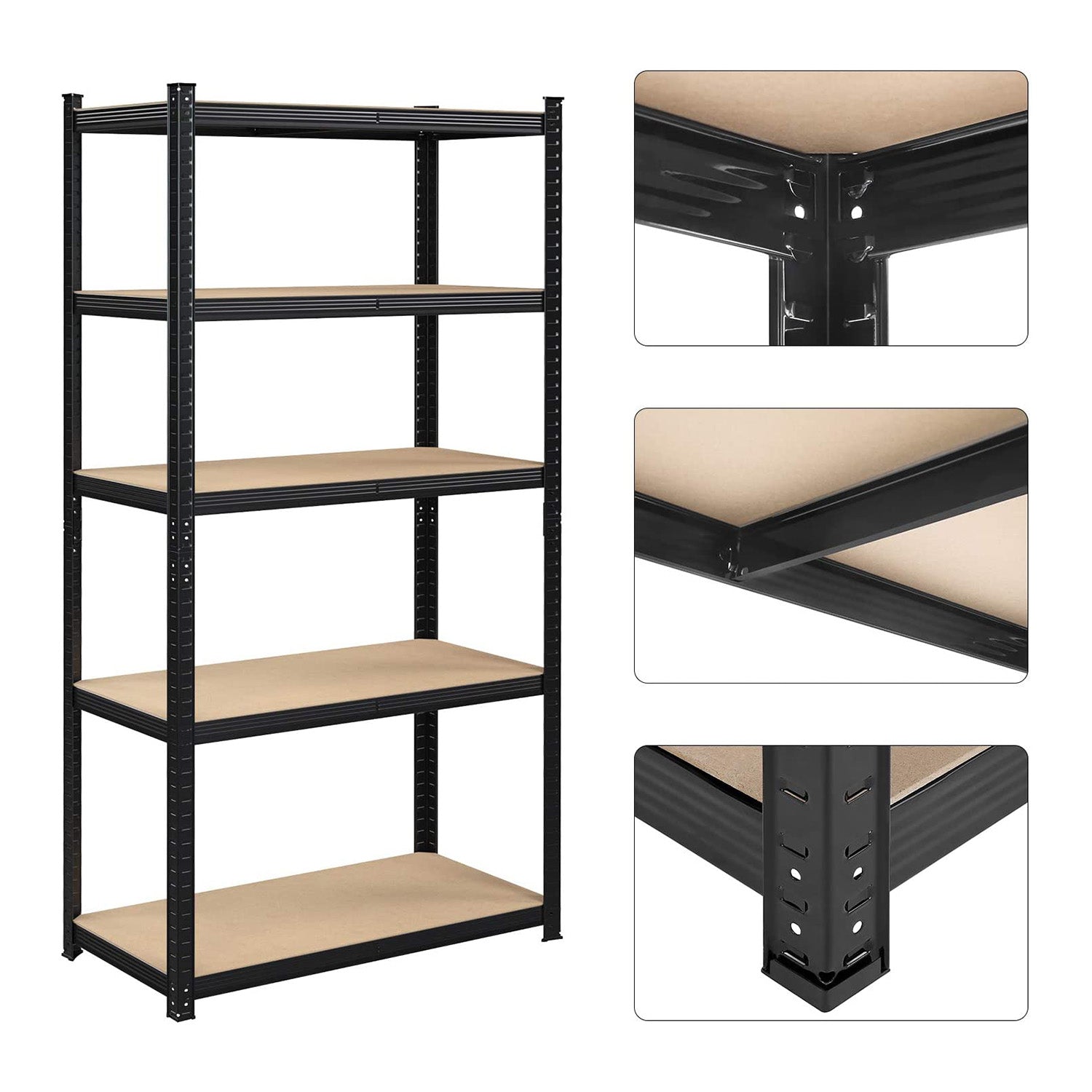 Lagerschrank - 2 - Metallrahmen - 200 x 100 x 50 cm - steuerpflichtig bis zu 875 kg - Schwarz