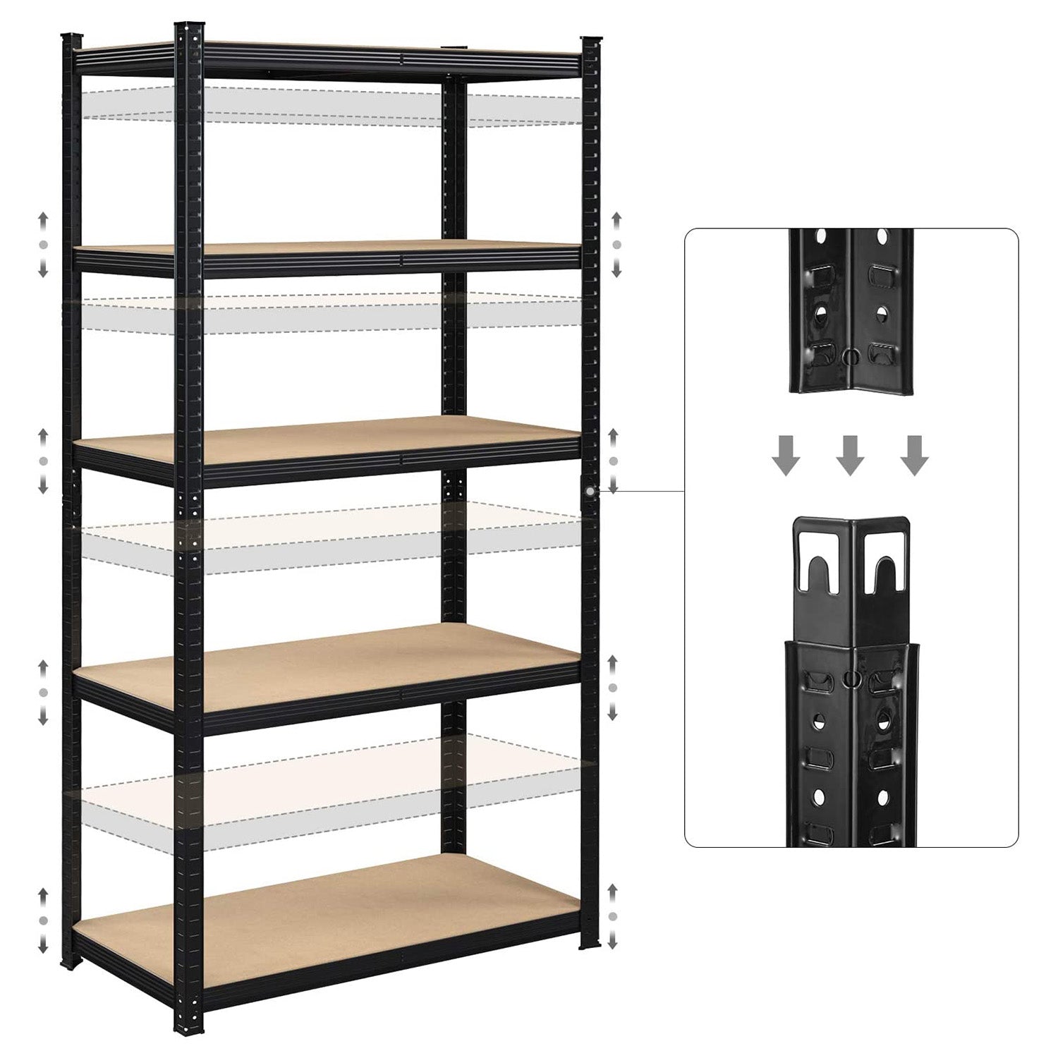 Lagerschrank - 2 - Metallrahmen - 200 x 100 x 50 cm - steuerpflichtig bis zu 875 kg - Schwarz