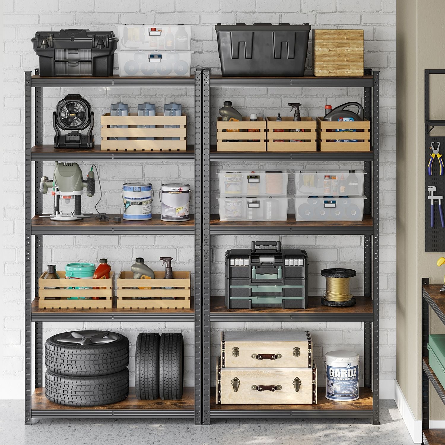 Racking Cabinets - Kellerschüsse - mit 5 Stufen - von 200 cm hoch - schwarz