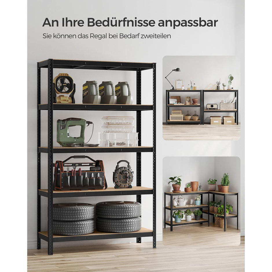 Stellingkast - Set van 2 - 5 Planken - Draagvermogen tot 875 kg - Zwart