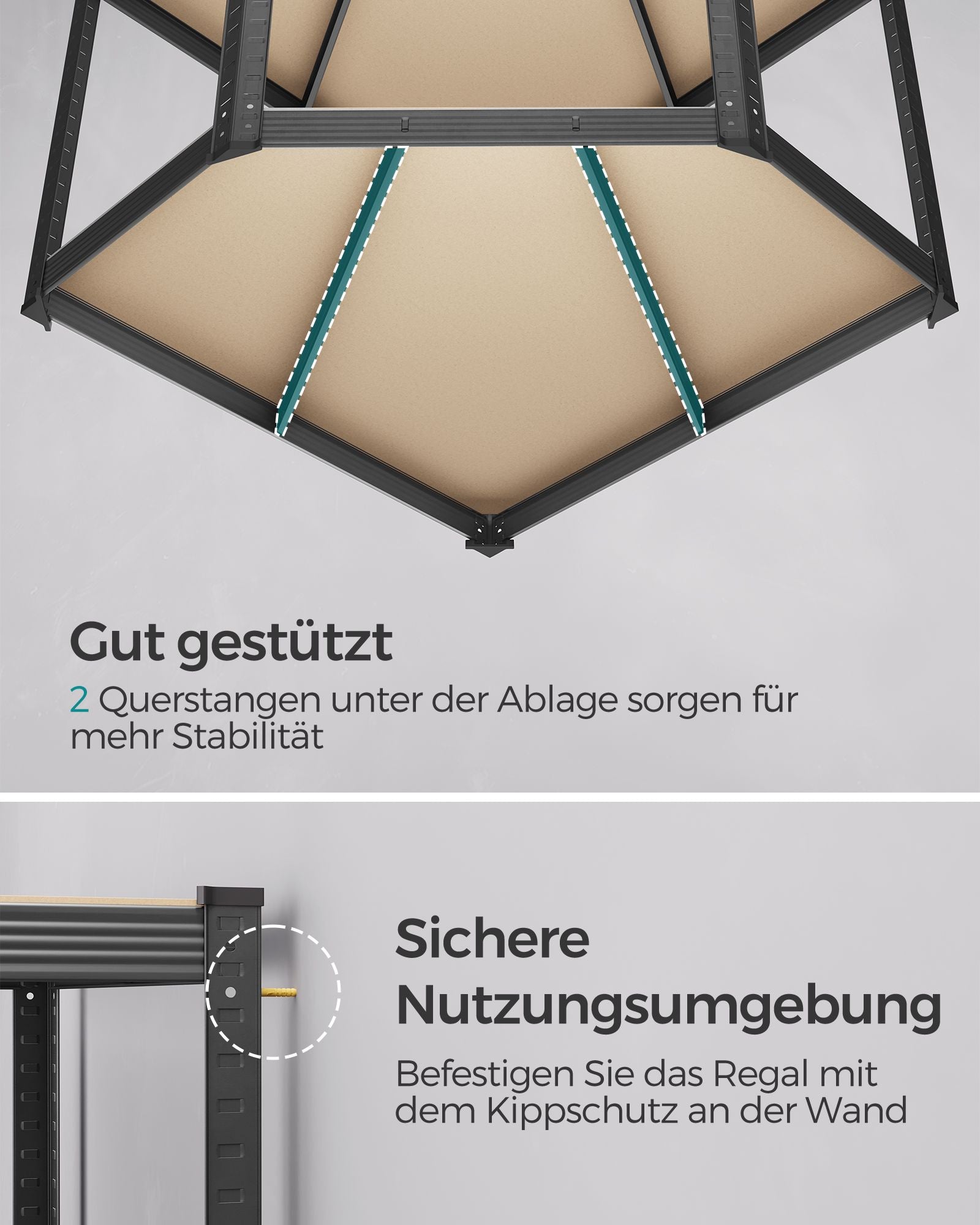 Corner Board - Kurskapazität von bis zu 875 kg - Tinte -Black & Natural Beige