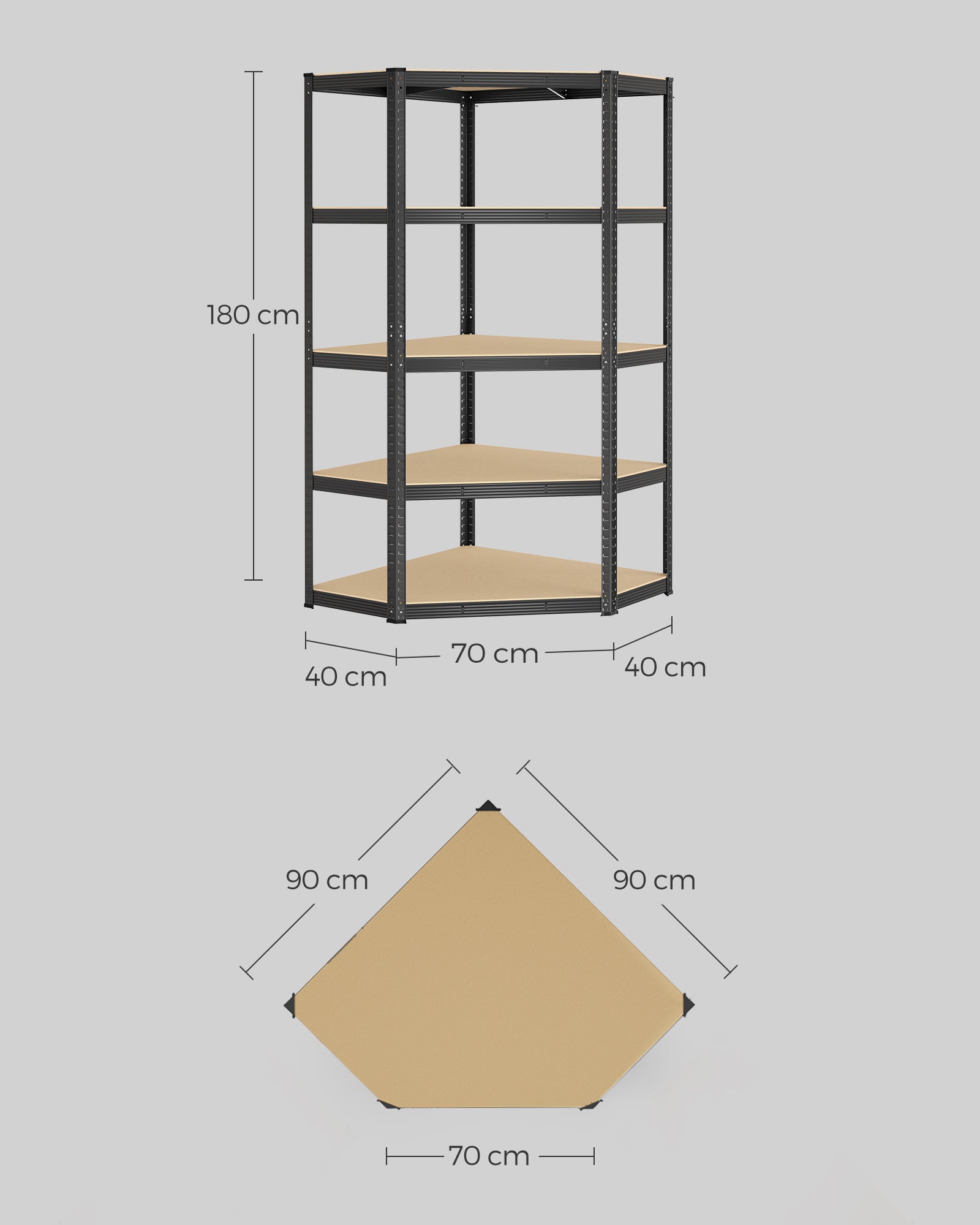 Corner Board - Kurskapazität von bis zu 875 kg - Tinte -Black & Natural Beige