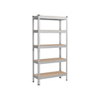 Schweres Regal mit 5 Regalen 30 x 75 x 150 cm Silber