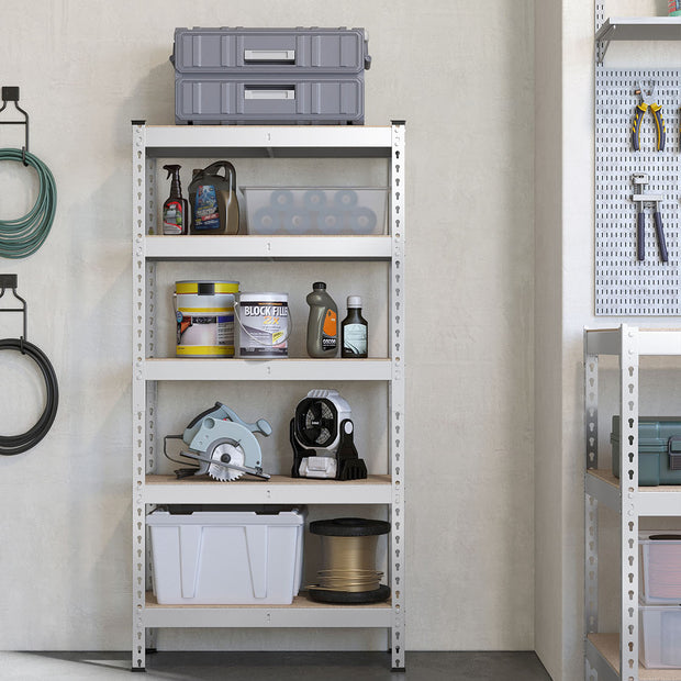 Schweres Regal mit 5 Regalen 30 x 75 x 150 cm Silber