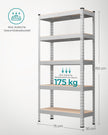 Schweres Regal mit 5 Regalen 30 x 75 x 150 cm Silber