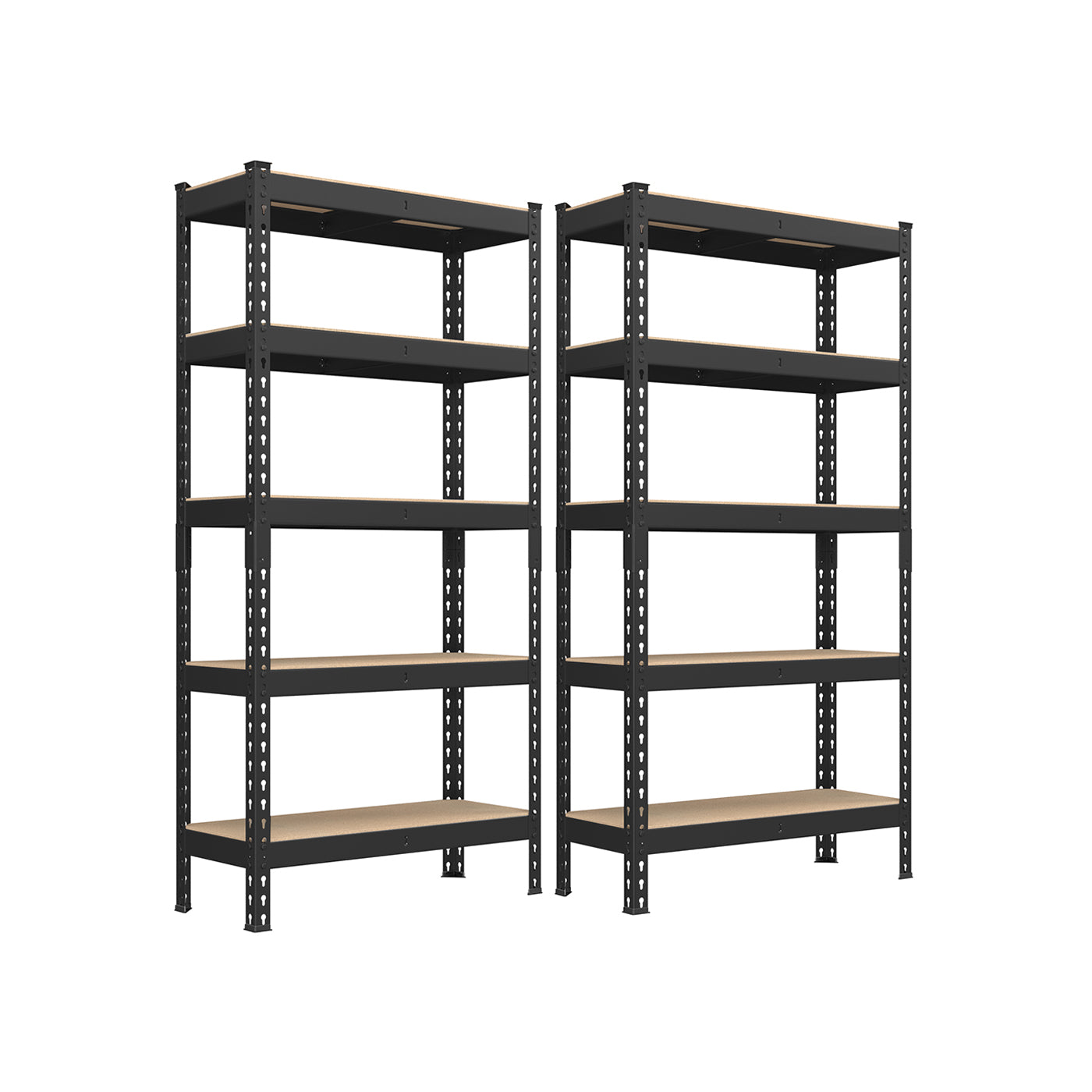 Stark ausgeführter Schutz Set von 2 mit 5 Regalen 30 x 75 x 150 cm Schwarz