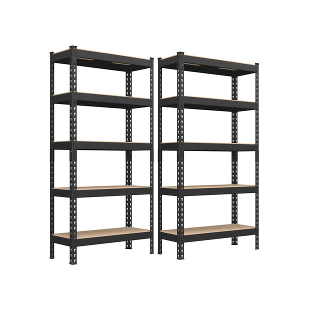 Stark ausgeführter Schutz Set von 2 mit 5 Regalen 30 x 75 x 150 cm Schwarz