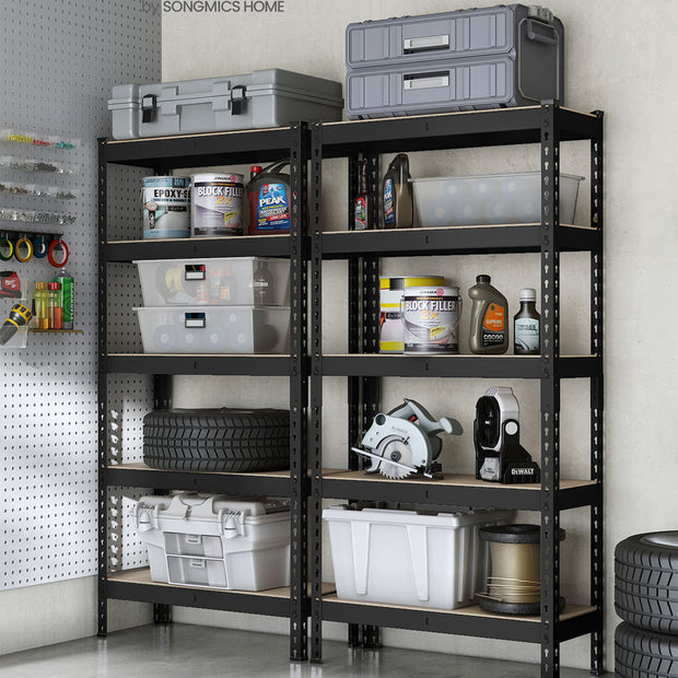 Stark ausgeführter Schutz Set von 2 mit 5 Regalen 30 x 75 x 150 cm Schwarz