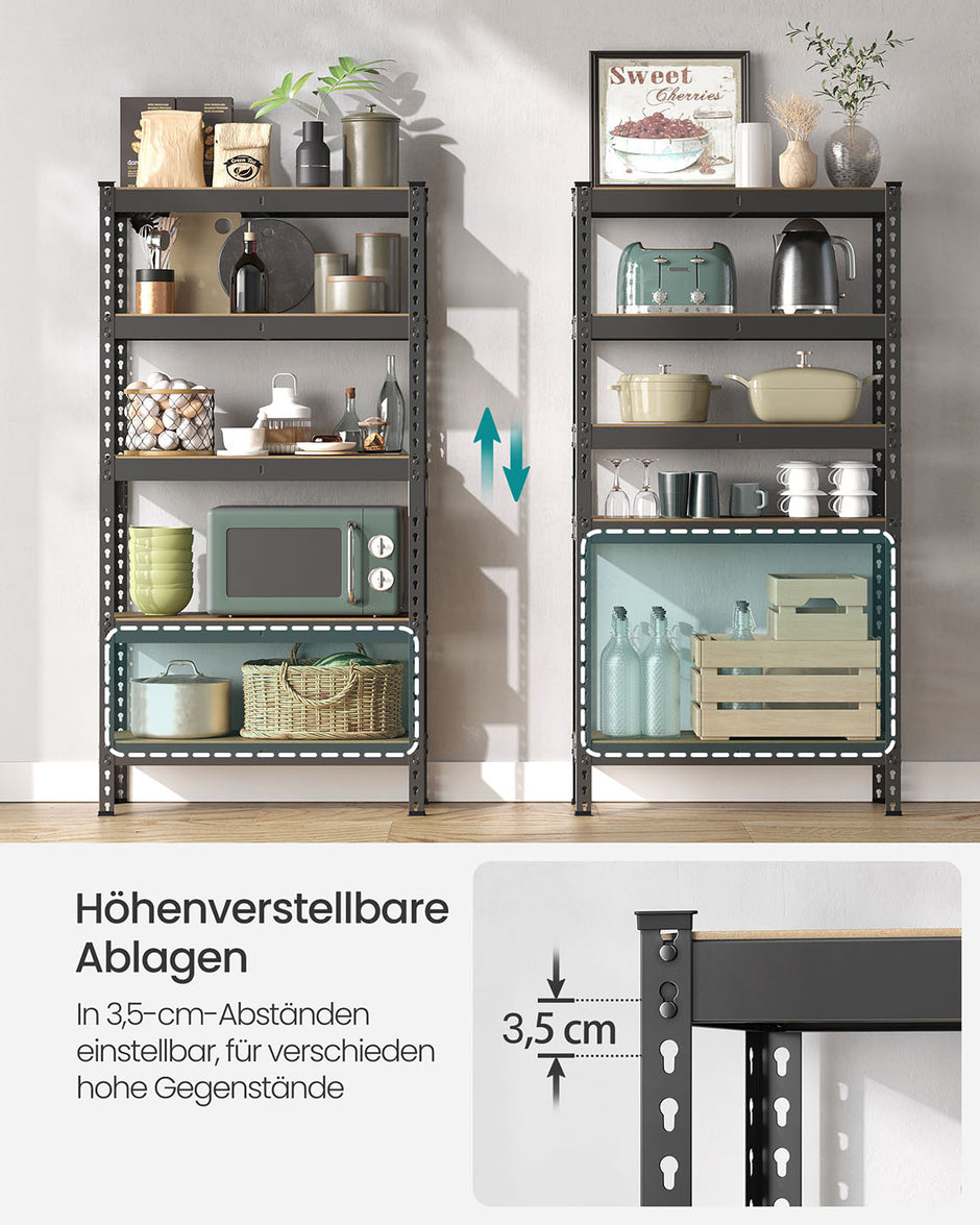 Stark ausgeführter Schutz Set von 2 mit 5 Regalen 30 x 75 x 150 cm Schwarz