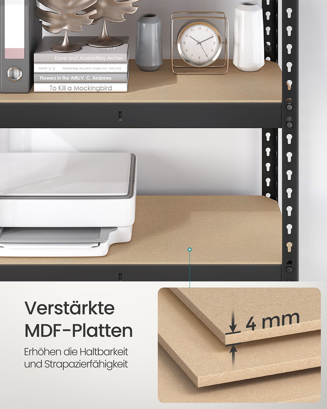 Stark ausgeführter Schutz Set von 2 mit 5 Regalen 30 x 75 x 150 cm Schwarz