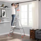 Leiter - Aluminiumtreppenlade - 6 Stufen - Grau / Orange