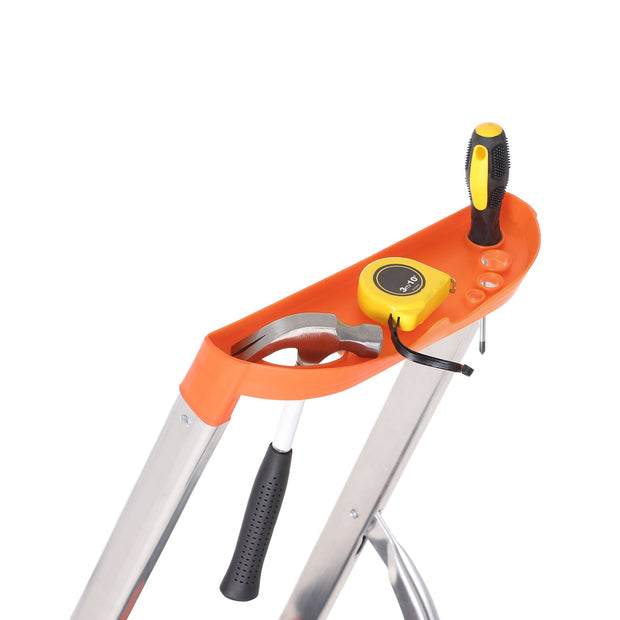 Leiter - Aluminiumtreppenlade - 6 Stufen - Grau / Orange