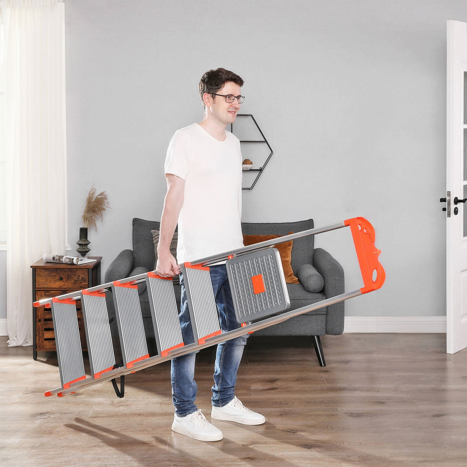 Leiter - Aluminiumtreppenlade - 6 Stufen - Grau / Orange