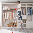 Leiter - Aluminiumtreppenlade - 6 Stufen - Grau / Orange