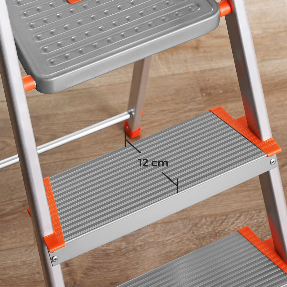 Leiter - Aluminiumtreppenlade - 6 Stufen - Grau / Orange