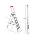 Leiter - Aluminiumtreppenlade - 6 Stufen - Grau / Orange