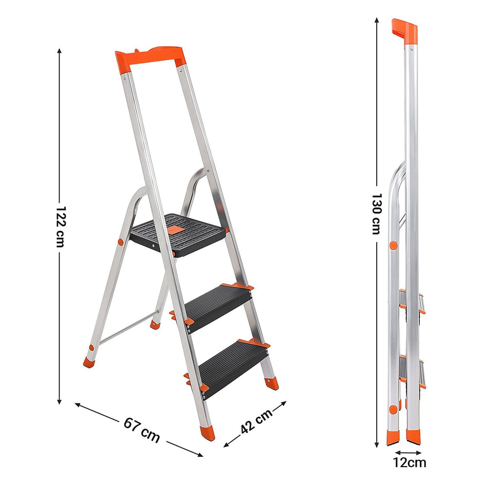 Leiter - 3 Stufen - Aluminium - Anti -Slip -Füße - Ladungskapazität 150 kg