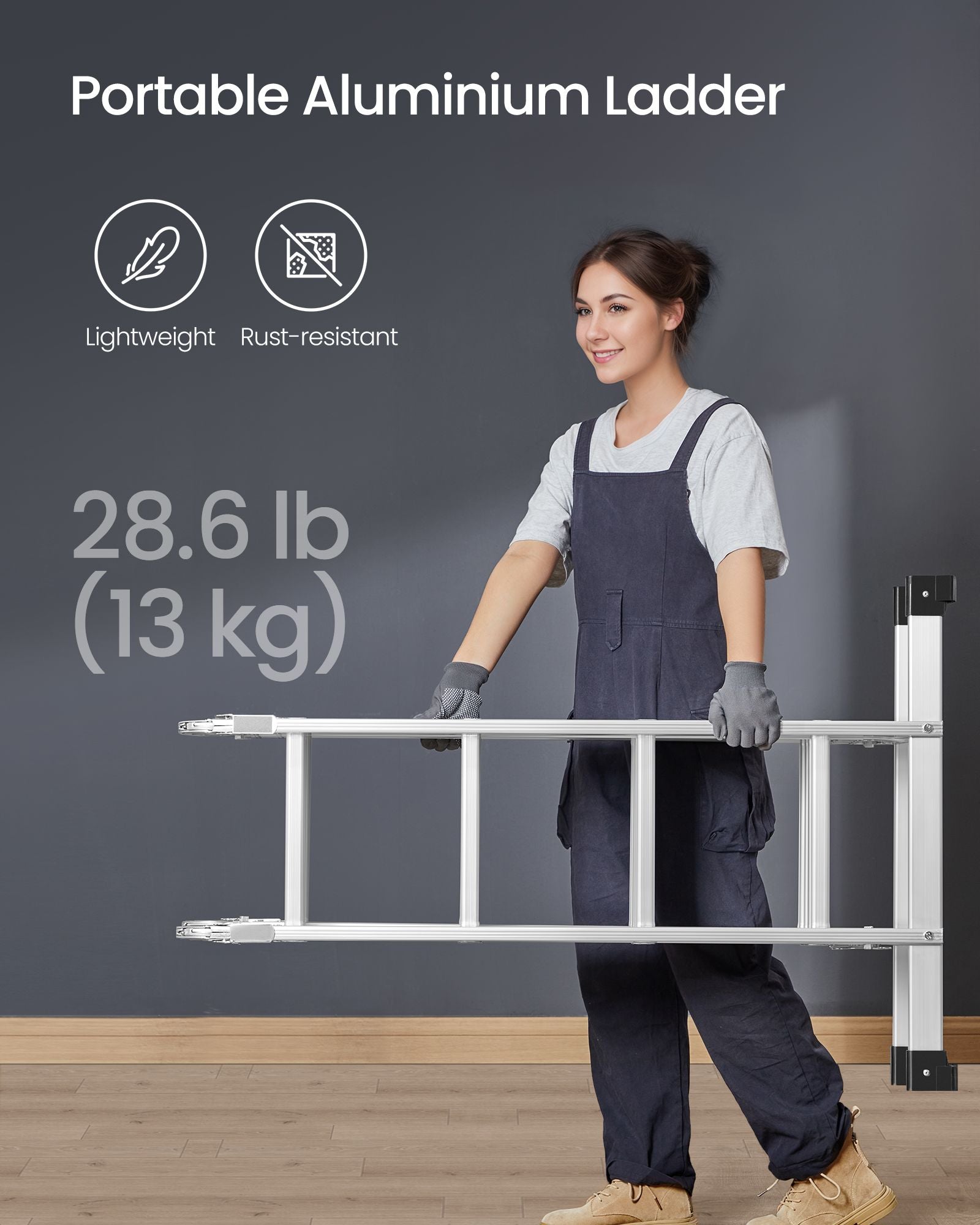 Leiter mit 16 Stufen in 6 Positionen 430 cm lang Silber