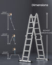 Leiter mit 16 Stufen in 6 Positionen 430 cm lang Silber