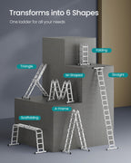 Leiter mit 16 Stufen in 6 Positionen 430 cm lang Silber