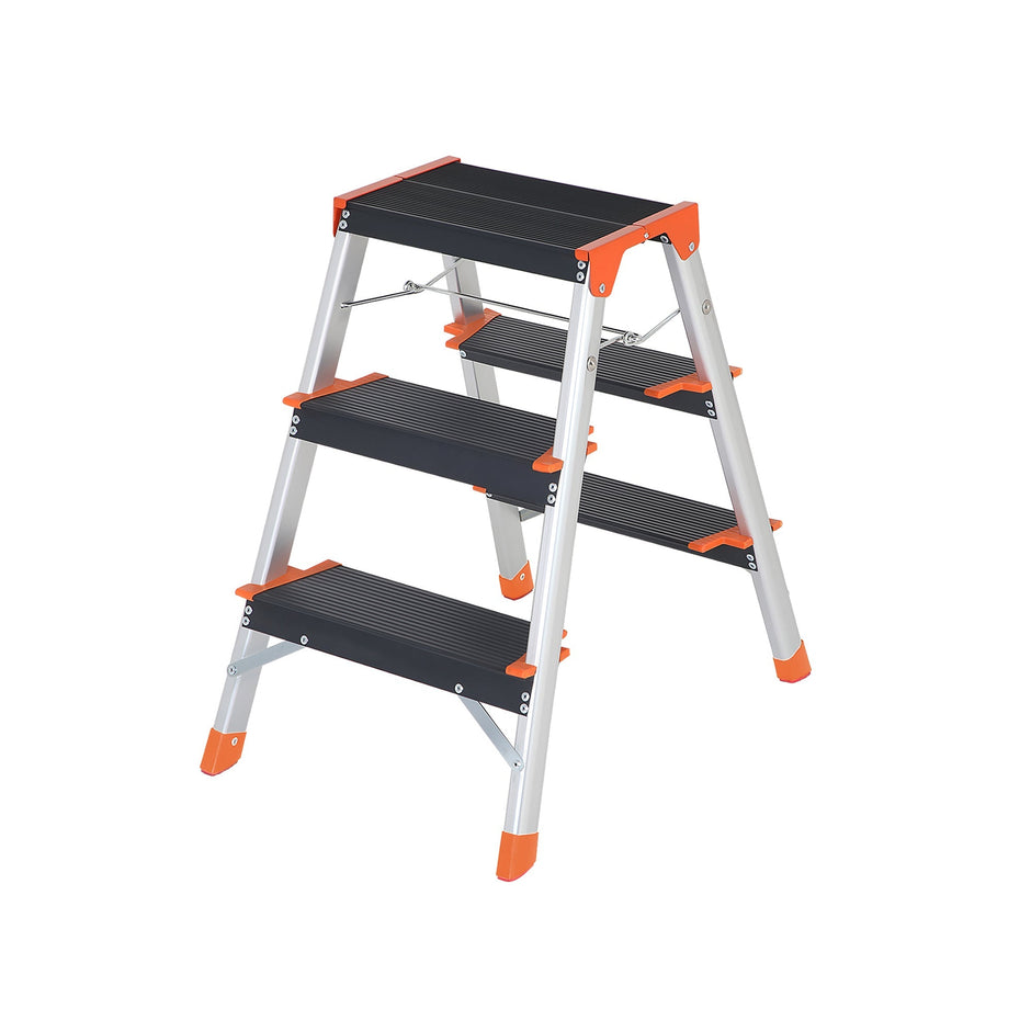 Leiter - Faltleiter - 3 Stufen - Aluminium - Anti -Slip - steuerpflichtig bis zu 150 kg - Orange / Silber